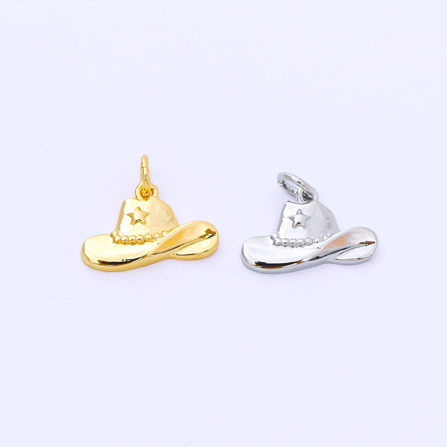 Dainty 24k Gold Filled Cowboy Hat Charm for Necklace Bracelet Supply Country Western Charm, Sheriff Rodeo Cowgirl Cowboy Hat Jewelry af-1519