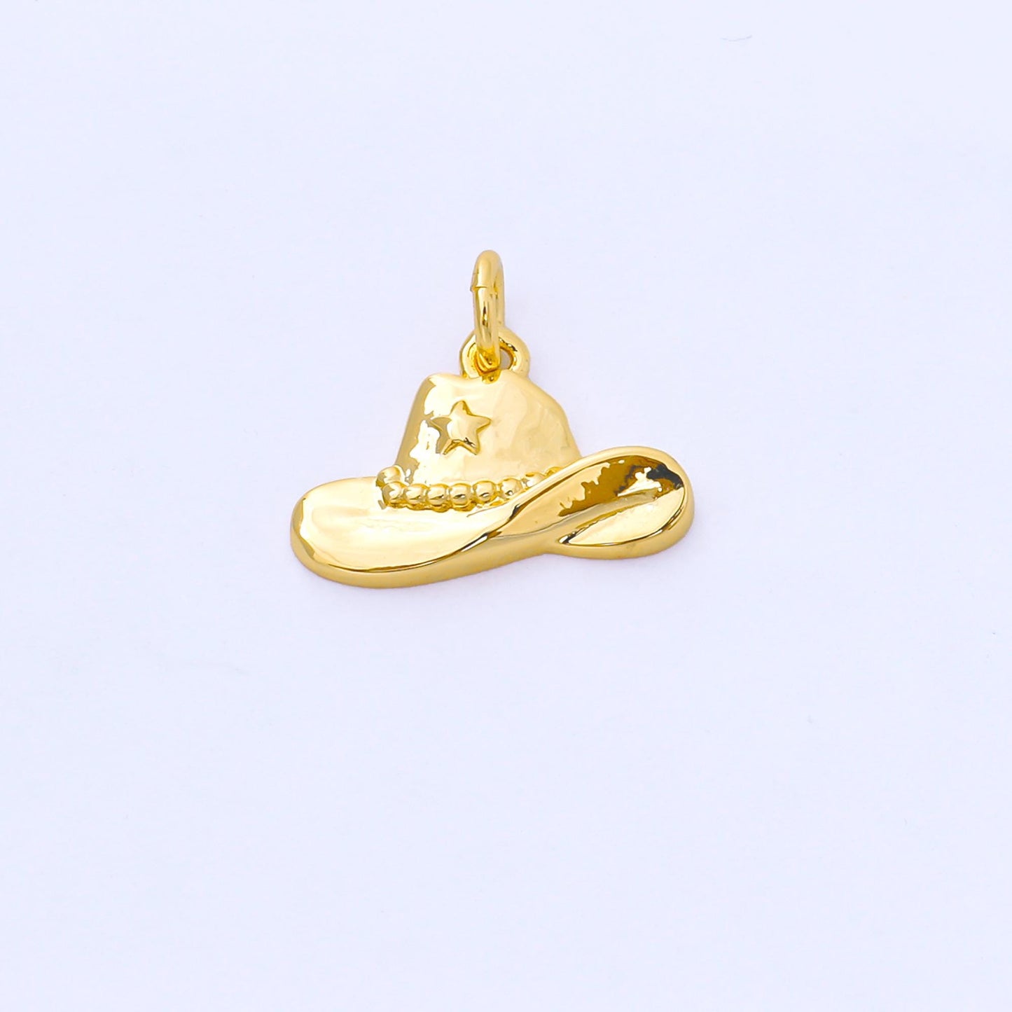 Dainty 24k Gold Filled Cowboy Hat Charm for Necklace Bracelet Supply Country Western Charm, Sheriff Rodeo Cowgirl Cowboy Hat Jewelry af-1519