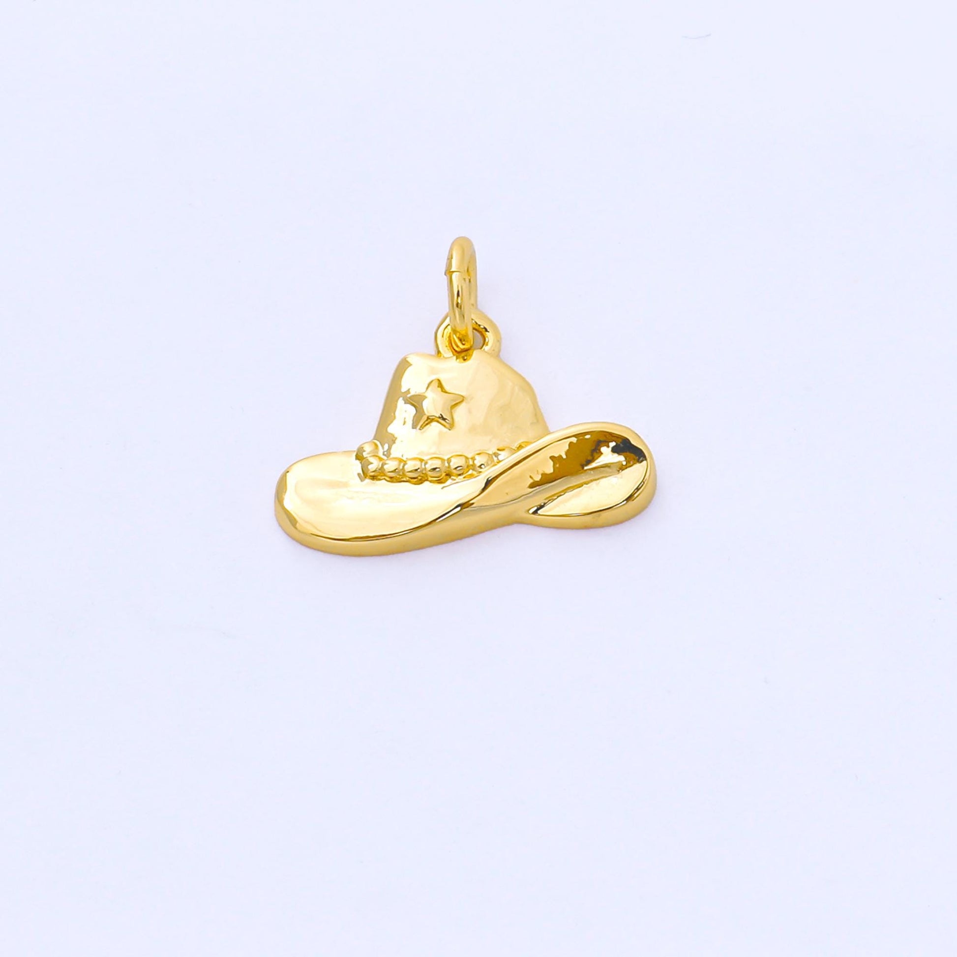 Dainty 24k Gold Filled Cowboy Hat Charm for Necklace Bracelet Supply Country Western Charm, Sheriff Rodeo Cowgirl Cowboy Hat Jewelry af-1519