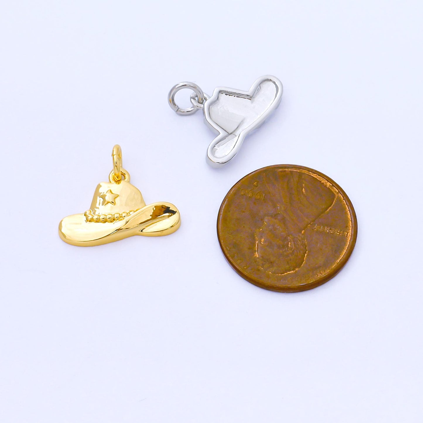 Dainty 24k Gold Filled Cowboy Hat Charm for Necklace Bracelet Supply Country Western Charm, Sheriff Rodeo Cowgirl Cowboy Hat Jewelry af-1519