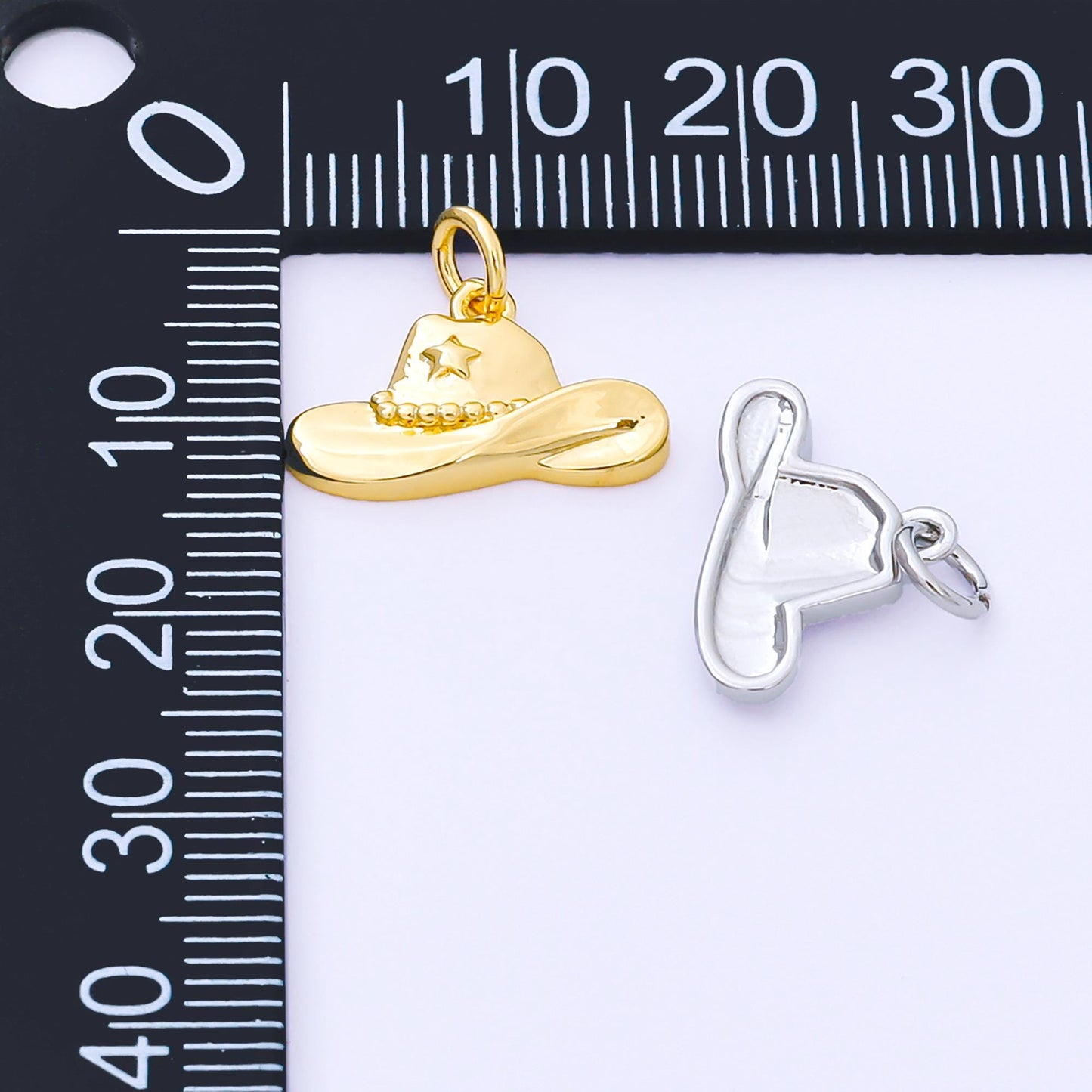 Dainty 24k Gold Filled Cowboy Hat Charm for Necklace Bracelet Supply Country Western Charm, Sheriff Rodeo Cowgirl Cowboy Hat Jewelry af-1519