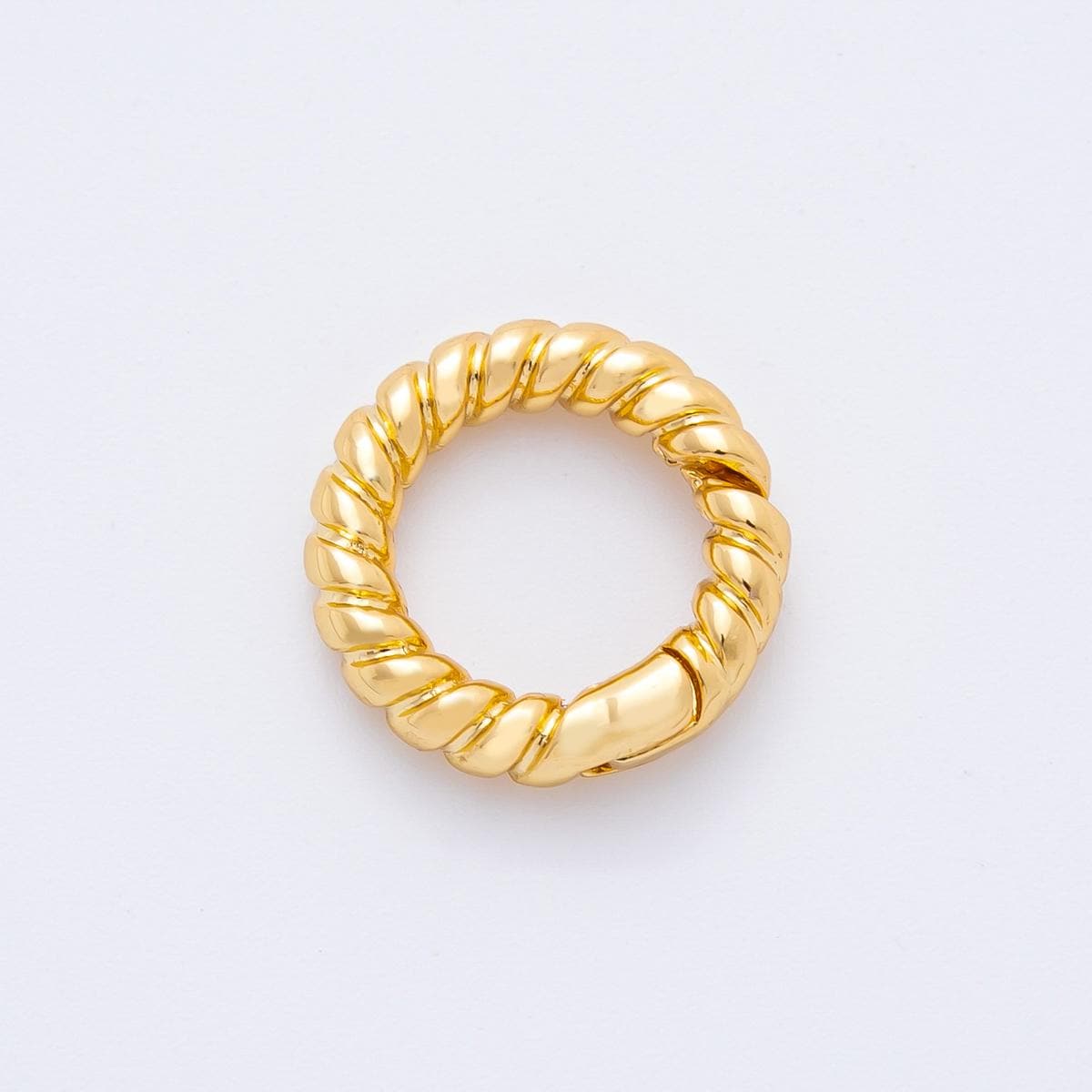 1 pc Twisted Gold Spring Gate Ring, 14.5 mm Round Rope Push Gate ring, Charm Holder Clasp for Connector, Wristlet Holder Z-1374