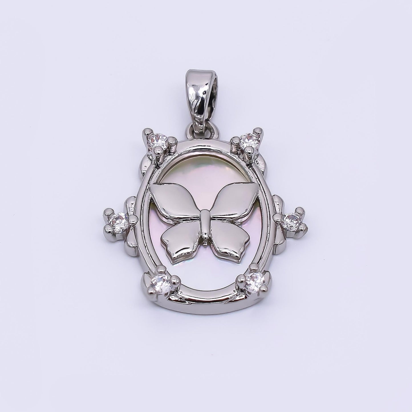 Mini Gold Mariposa Charm Butterfly Pendant Micro Pave Oval Medallion Animal charm for Jewelry Making AA1572