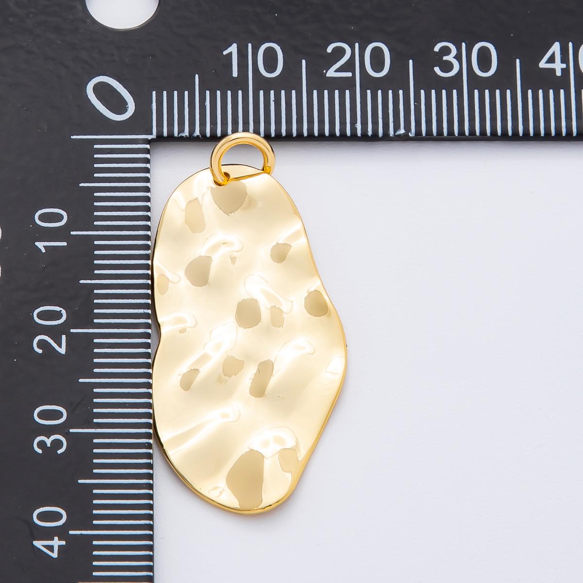Big Modern Gold Hammered Organic Shape Pendant Charm Necklace Jewelry Supply DIY Jewelry Findings in 18k Gold Filled Textured Pendant N-1527