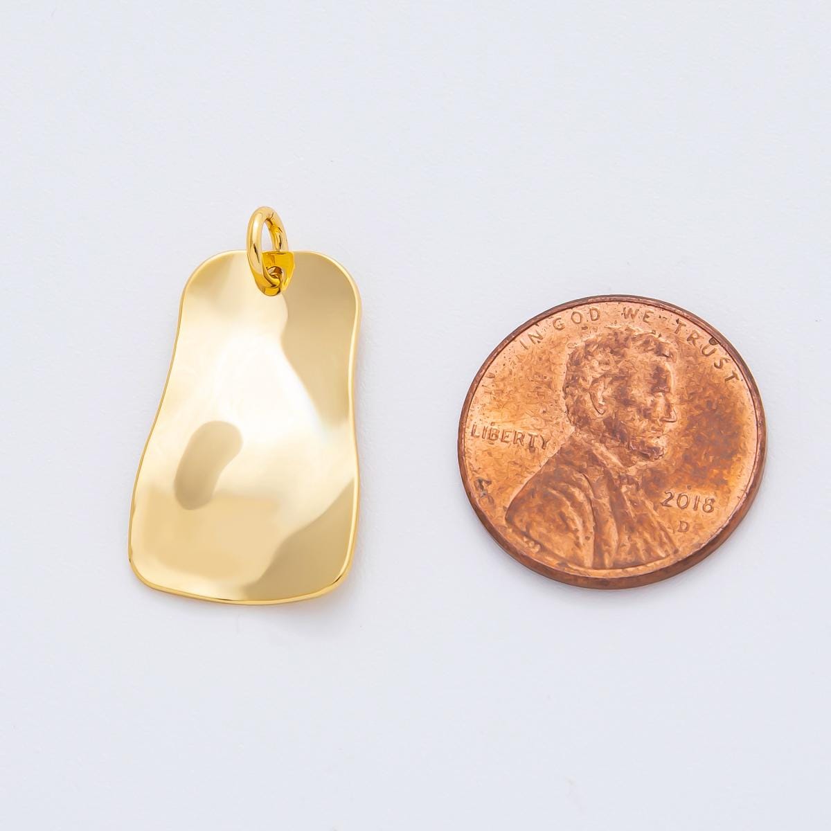 Modern Gold Organic Freeform Shape Pendant Charm Necklace Jewelry Supply DIY Jewelry Finding 18k Gold Filled Molten Gold Charm N-1728