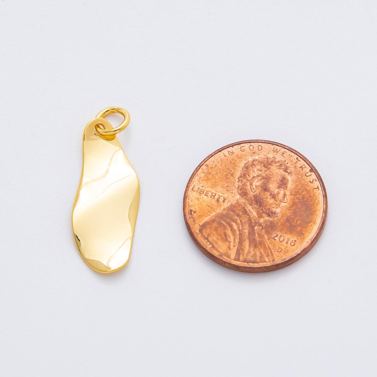 Modern Gold Organic Freeform Shape Pendant Charm Necklace Jewelry Supply DIY Jewelry Finding 18k Gold Filled Molten Gold Charm N-1811