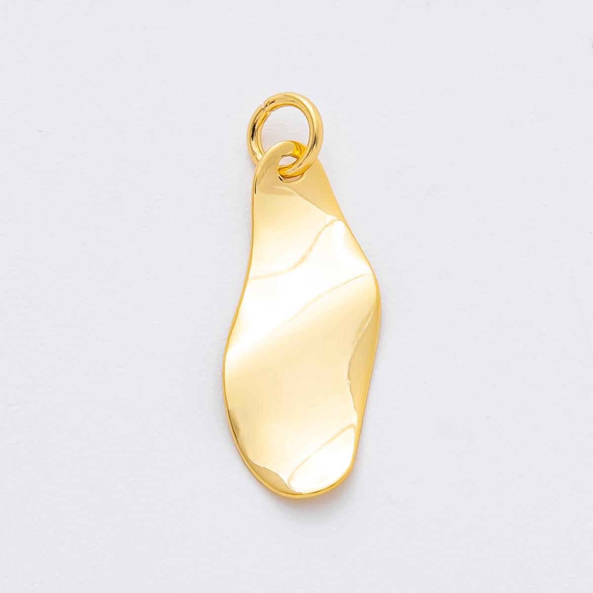 Modern Gold Organic Freeform Shape Pendant Charm Necklace Jewelry Supply DIY Jewelry Finding 18k Gold Filled Molten Gold Charm N-1811
