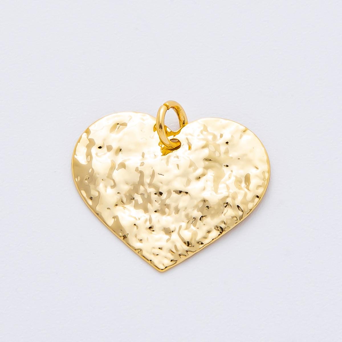 Big Modern Gold Hammered Heart Pendant Charm Necklace Jewelry Supply DIY Jewelry Findings in 18k Gold Filled Textured Pendant N-A1822