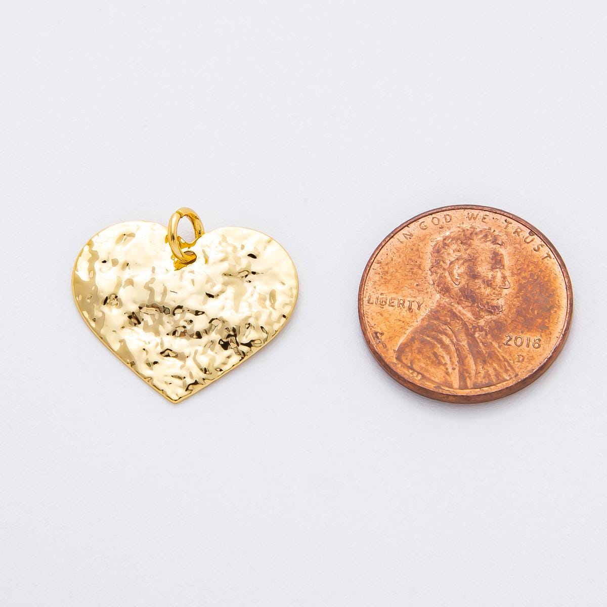 Big Modern Gold Hammered Heart Pendant Charm Necklace Jewelry Supply DIY Jewelry Findings in 18k Gold Filled Textured Pendant N-A1822