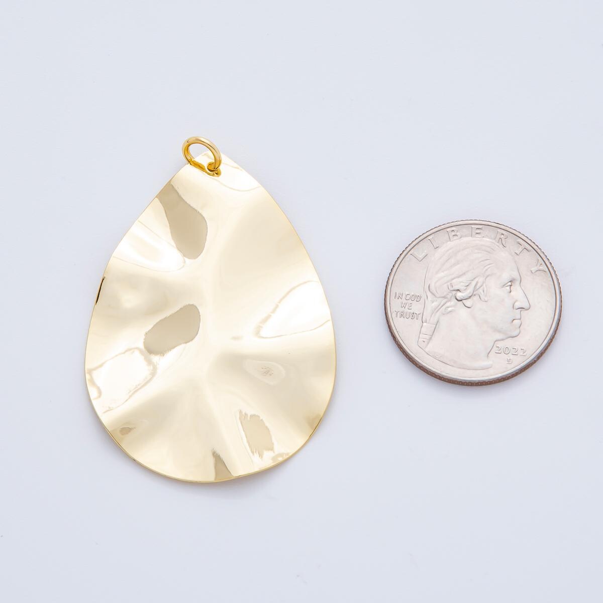 Big Modern Gold Hammered Organic Shape Pendant Charm Necklace Jewelry Supply DIY Jewelry Findings in 18k Gold Filled Textured Pendant N1791