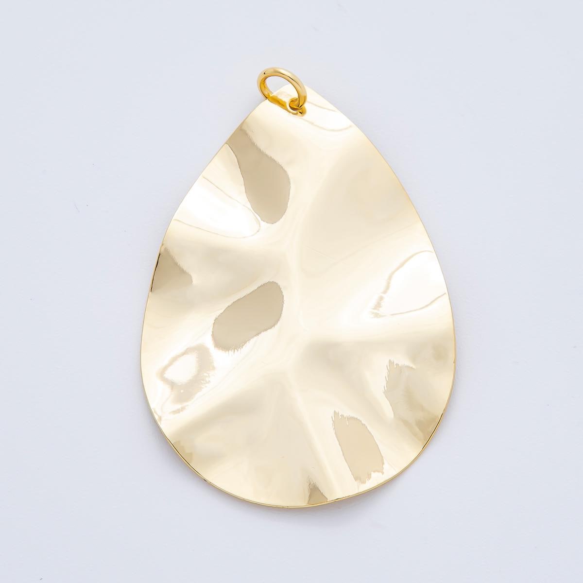 Big Modern Gold Hammered Organic Shape Pendant Charm Necklace Jewelry Supply DIY Jewelry Findings in 18k Gold Filled Textured Pendant N1791