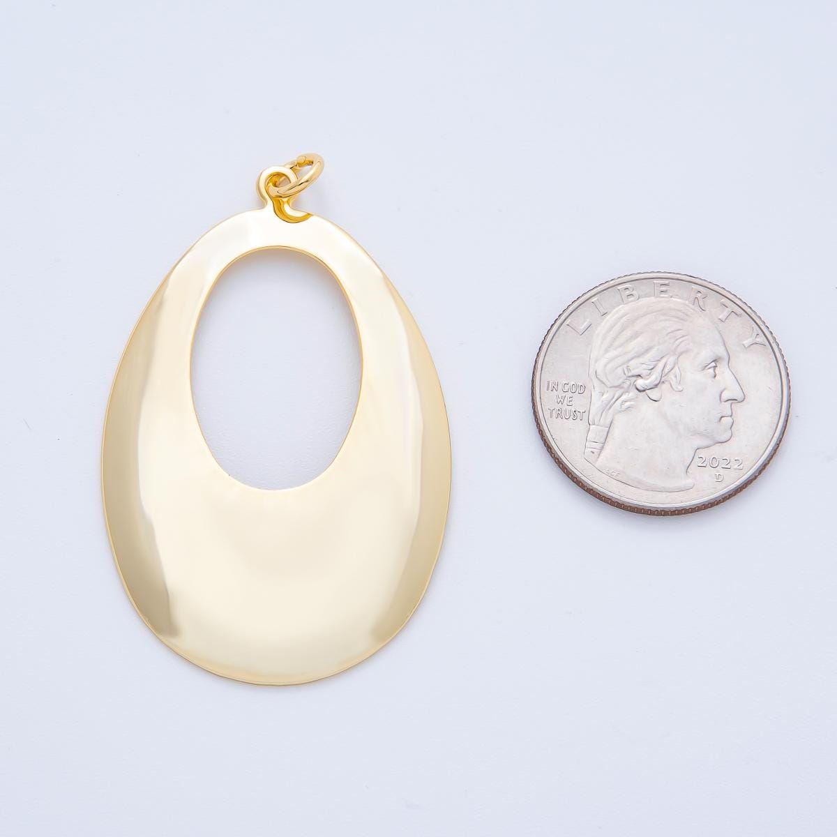 Big 18K Gold Filled Geometric Molten Oblong Charm for Cord Necklace | N-1514