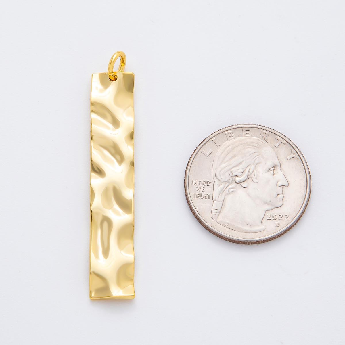 Dainty Gold Long Bar Charms Hammered Necklace Findings Long Vertical Dangle Components for DIY Jewelry Making N-A1446
