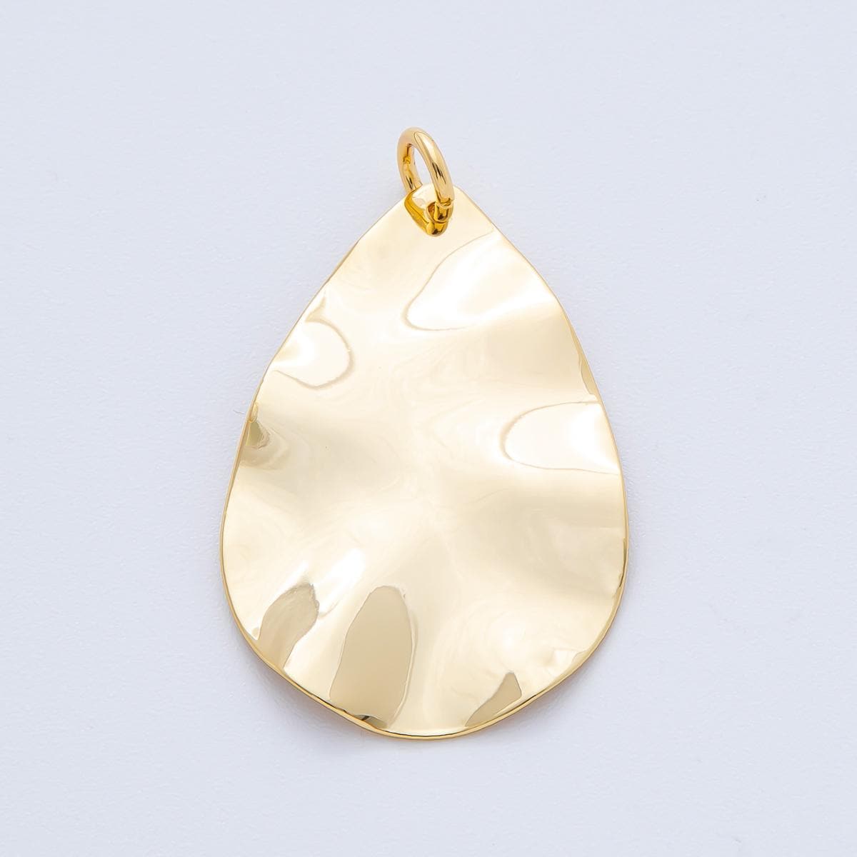 Modern Gold Organic Teardrop Shape Pendant Charm Necklace Jewelry Supply DIY Jewelry Finding 18k Gold Filled Molten Gold Charm N-1504
