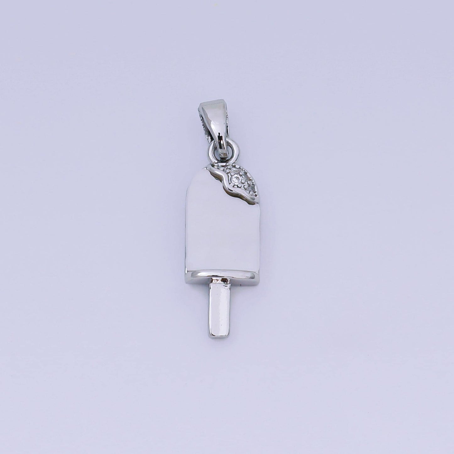 24K Gold Filled 20mm Micro Paved CZ Mother of Pearl Ice Cream Popsicle Pendant in Gold & Silver | AA-1581