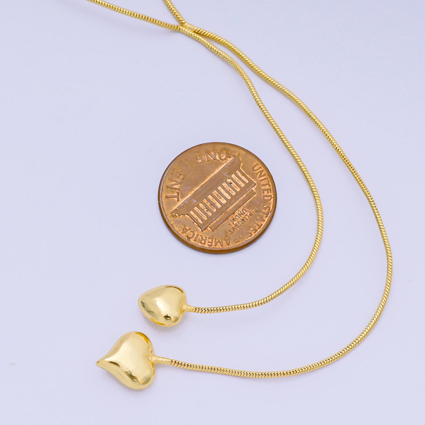 24K Gold Filled Double Heartfelt Tangled Herringbone Snake Chain Necklace 16.73 Inch with Extender | WA-3350