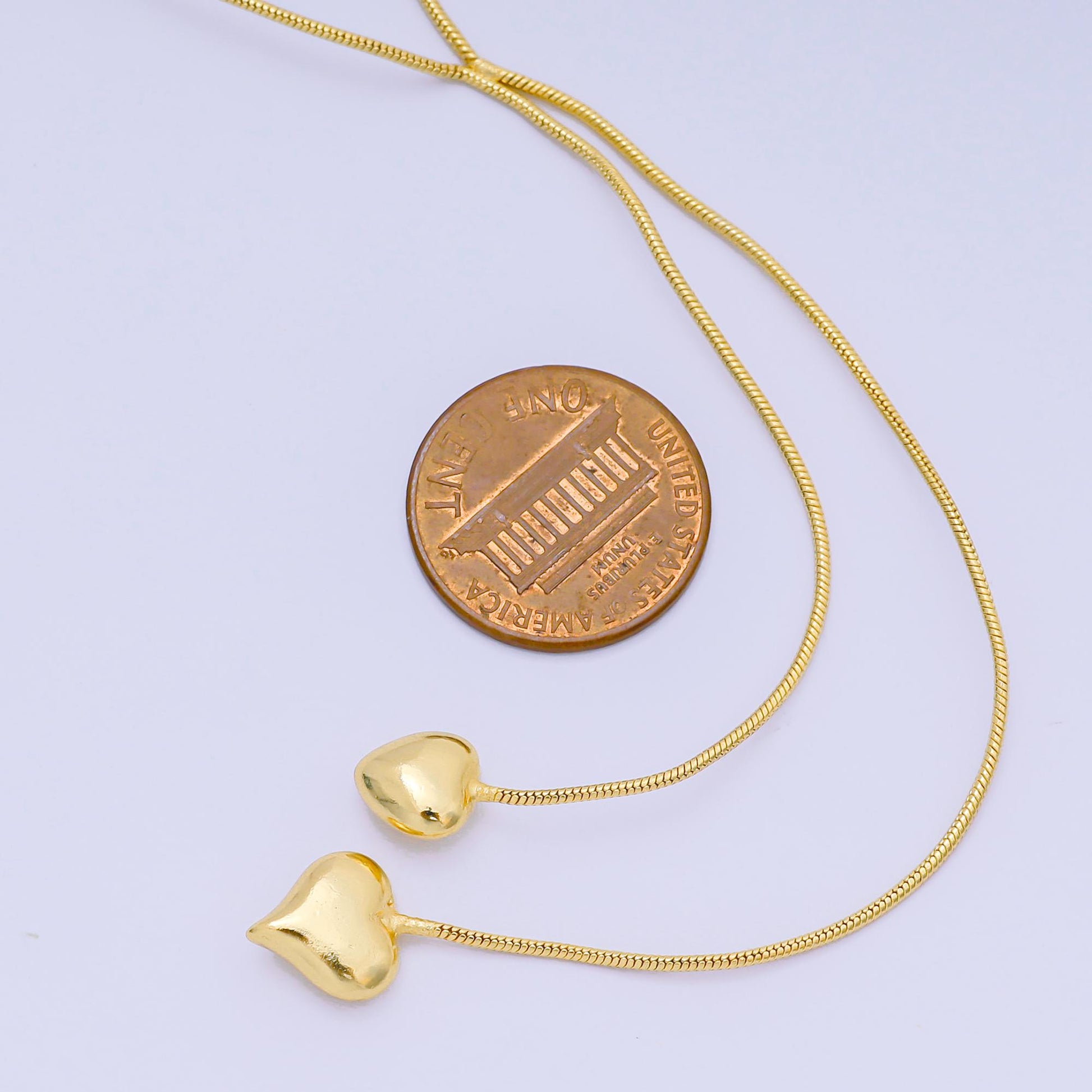 24K Gold Filled Double Heartfelt Tangled Herringbone Snake Chain Necklace 16.73 Inch with Extender | WA-3350