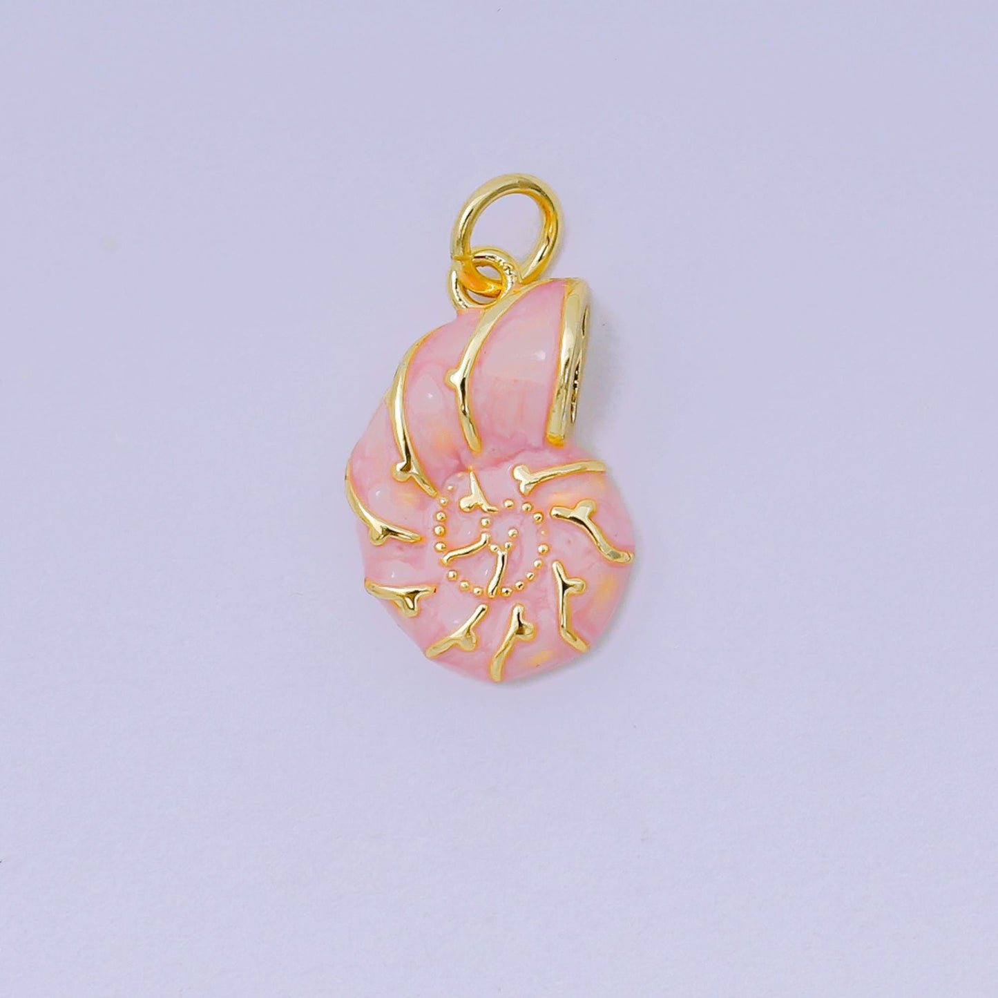 24K Gold Filled 17mm Enamel Colorful Sea Conch Shell Charm in Pink, Blue, & White | AH-629 AH-630