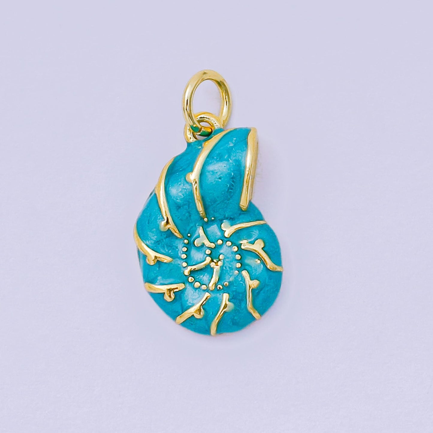 24K Gold Filled 17mm Enamel Colorful Sea Conch Shell Charm in Pink, Blue, & White | AH-629 AH-630