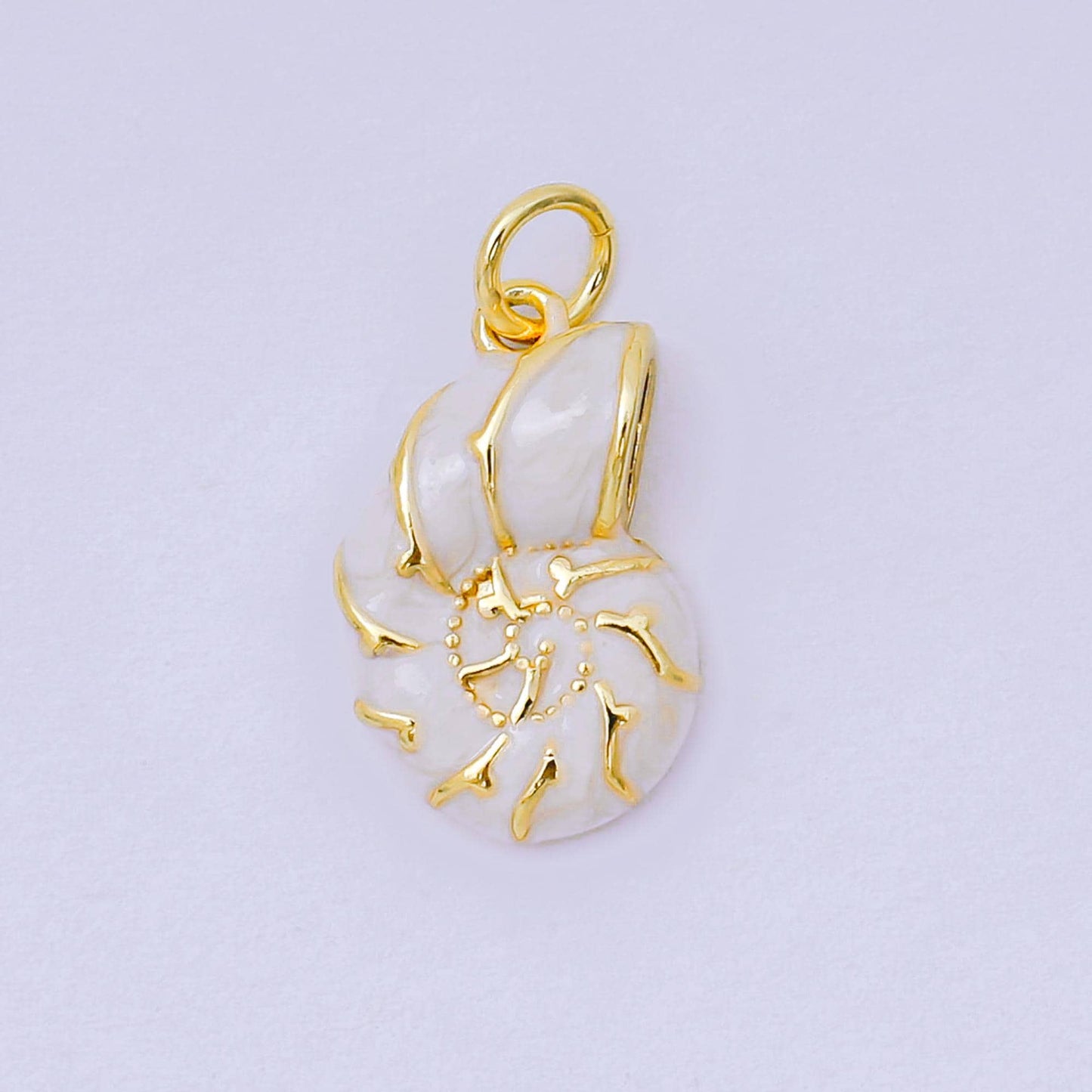 24K Gold Filled 17mm Enamel Colorful Sea Conch Shell Charm in Pink, Blue, & White | AH-629 AH-630
