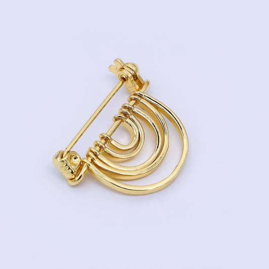 24K Gold Filled 21mm Rainbow Brooch Pin Findings | Z-1262