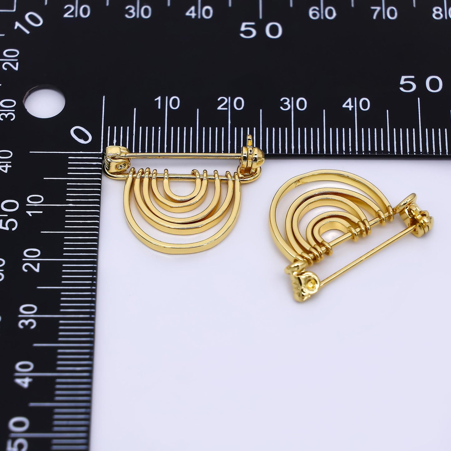 24K Gold Filled 21mm Rainbow Brooch Pin Findings | Z-1262