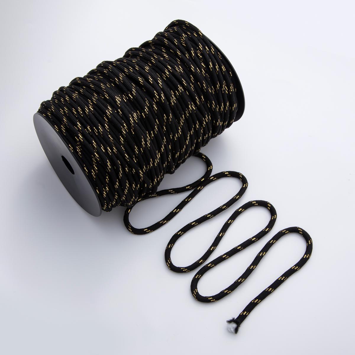 Jewelry Making Black Cord Polyester & Spandex Cord Ropes 5mm Gold Braided Rope by Yards | ROLL-1723