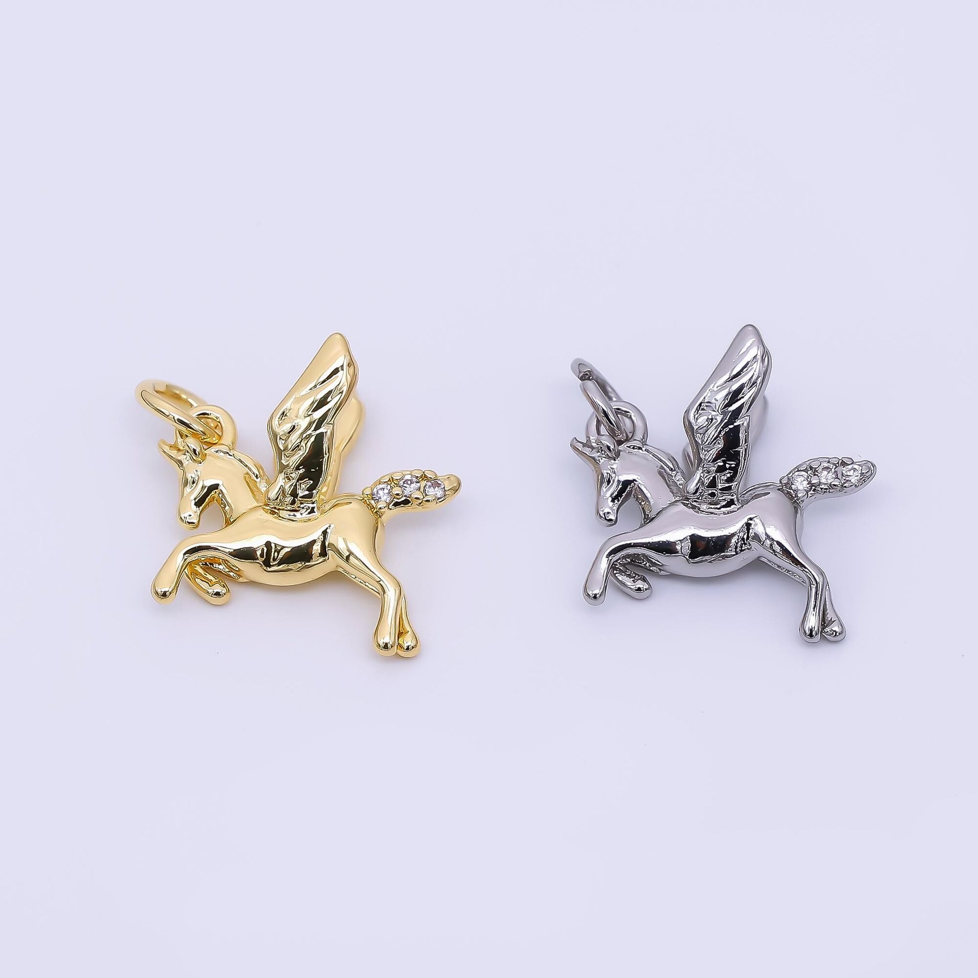24K Gold Filled 13mm Pegasus Unicorn Horse Animal Charm in Gold & Silver | AH-552