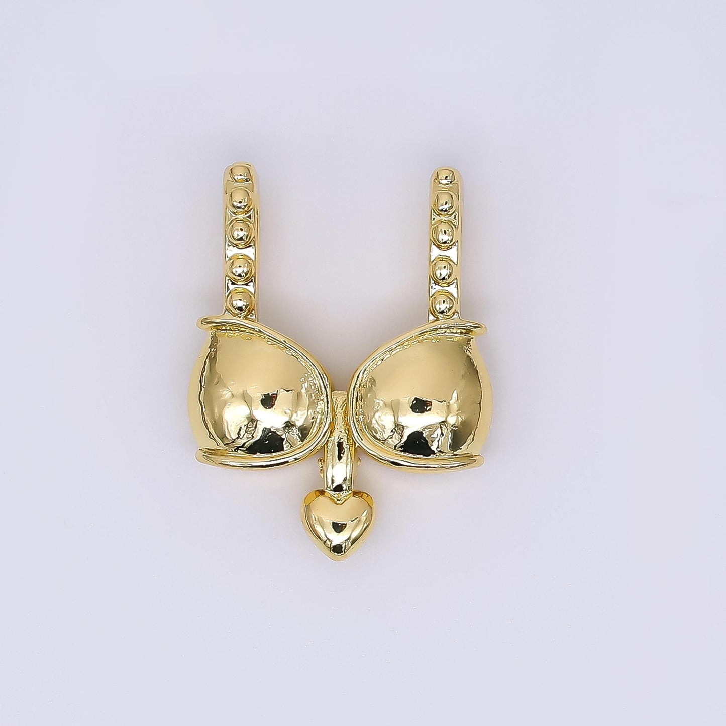 24K Gold Filled 21mm Beach Bra Bikini with Heart of Love Fashion Charm in Gold & Silver | AH-530