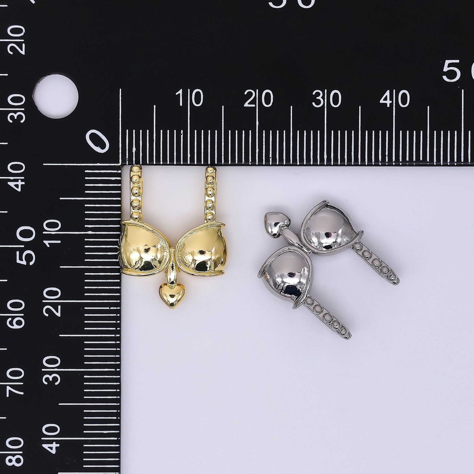 24K Gold Filled 21mm Beach Bra Bikini with Heart of Love Fashion Charm in Gold & Silver | AH-530