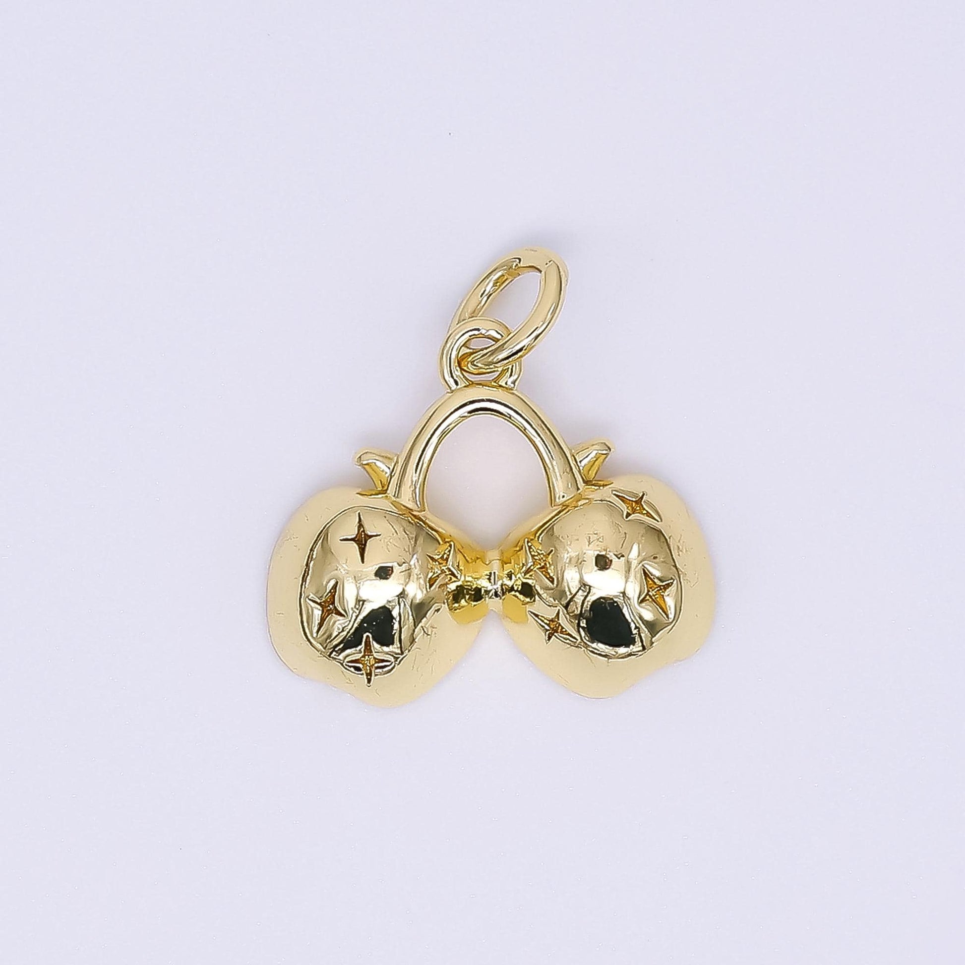 24K Gold Filled 13mm Apple Twin Fruit Charm in Gold & Silver | AH-553