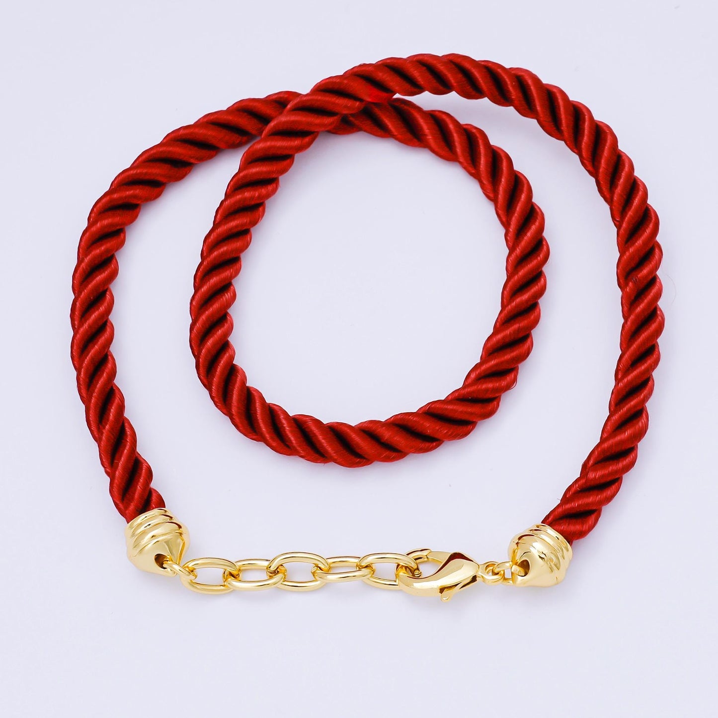 Colorful Braided silk rope necklace cords 16 inch with 24k gold filled clasp WA2440