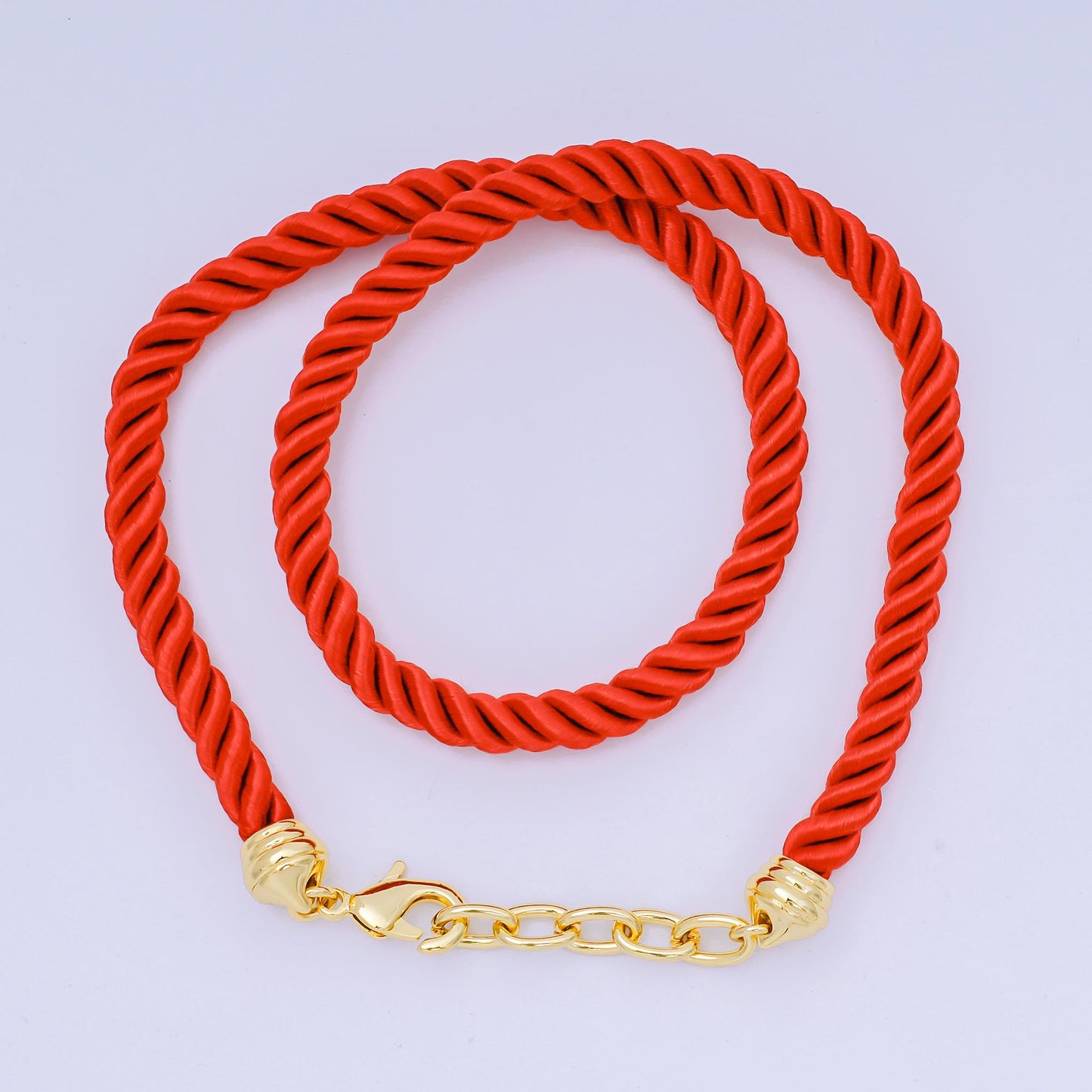 Colorful Braided silk rope necklace cords 16 inch with 24k gold filled clasp WA2440