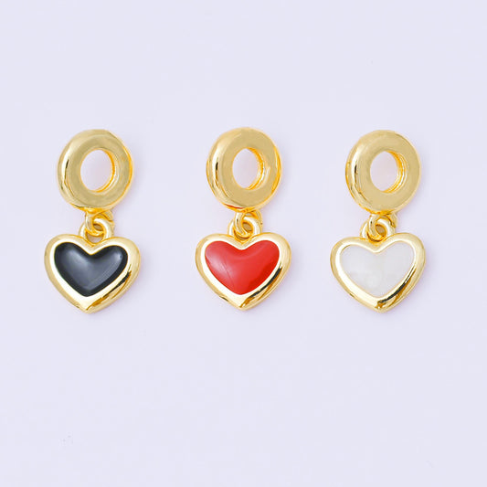 24k gold filled Black Red WHite hearts Charm rondelle bail drop pendant | AC1630