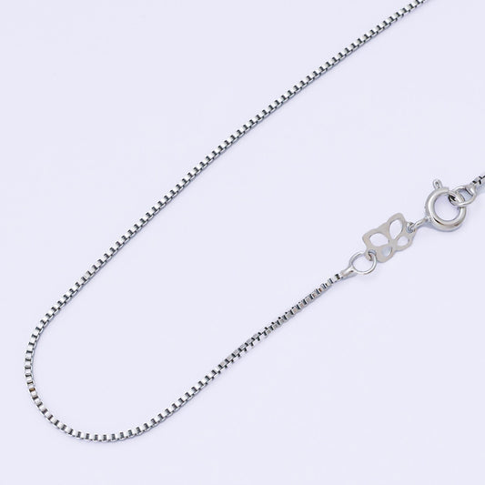 Dainty ready to wear White Gold Silver Square Box Chain Necklace, Layering Dainty Box White Gold Chain 16 inch Layer Necklace WA-2334