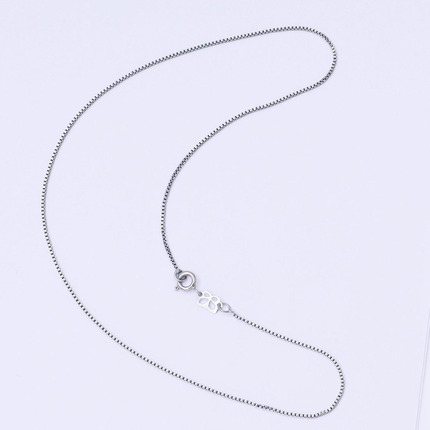 Dainty ready to wear White Gold Silver Square Box Chain Necklace, Layering Dainty Box White Gold Chain 16 inch Layer Necklace WA-2334