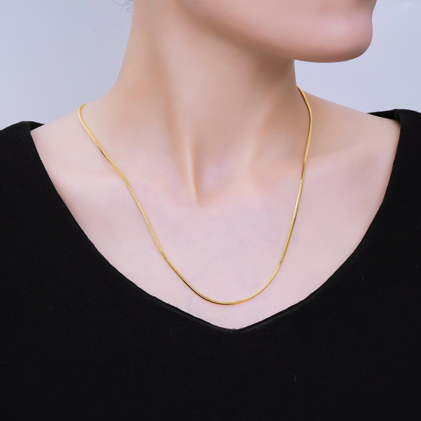1pc 19.88'' Ready to Use 24K Gold Filled Cocoon Necklace Chain, Layer Snake Herringbone Chain Necklace WA-3834