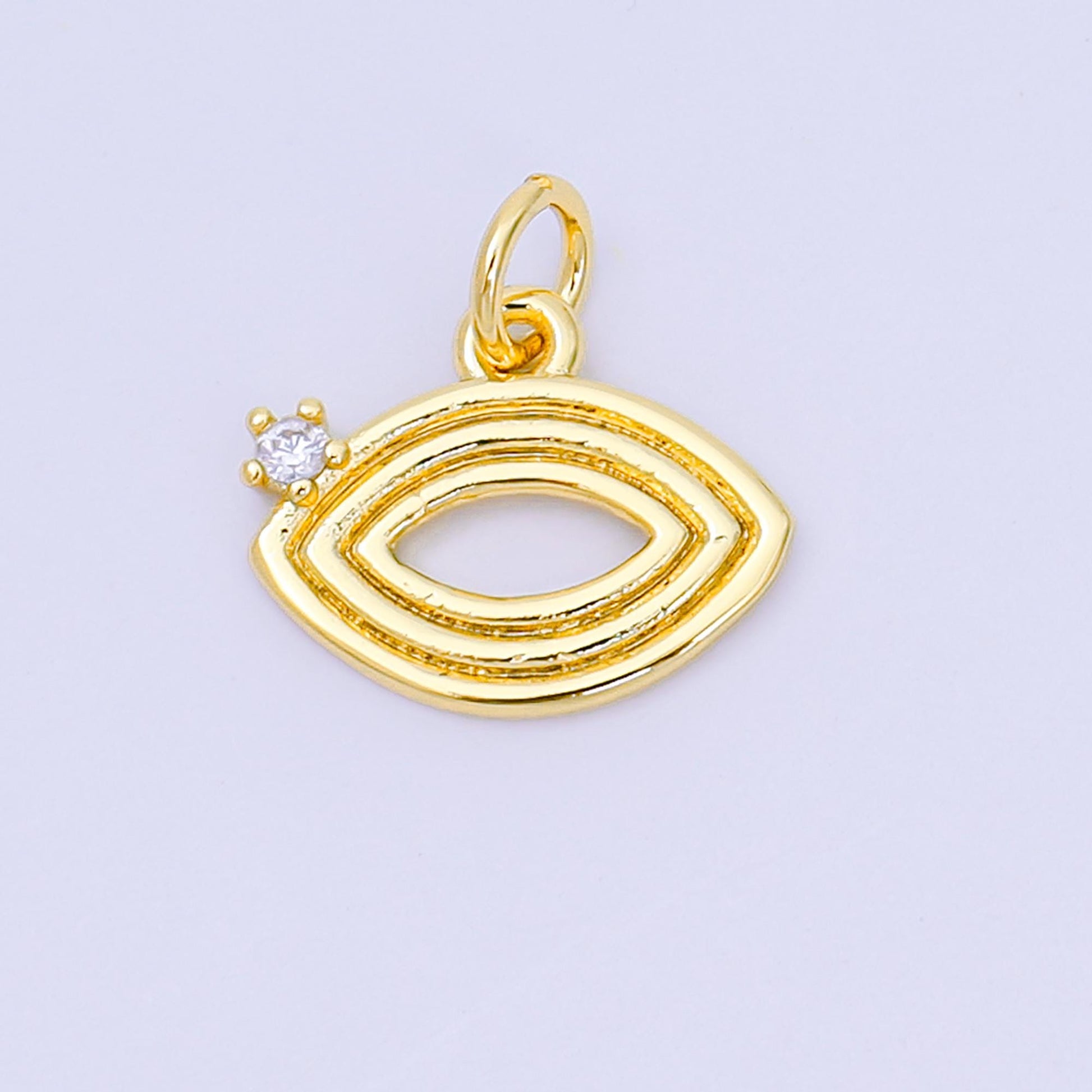 24K Gold Filled 11mm Round CZ Groovy Eye Charm | AH-640