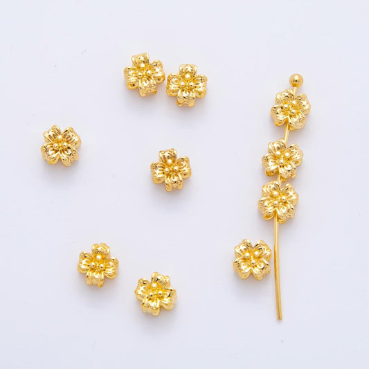 10 pcs 18k gold Filled Flower spacer beads Tiny Floral spacer beads 5 mm beads AF-1080