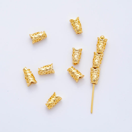 10 pcs 18k gold Filled Fish Head spacer beads Tiny Animal spacer beads 6.7x4.3 mm beads AF-1083