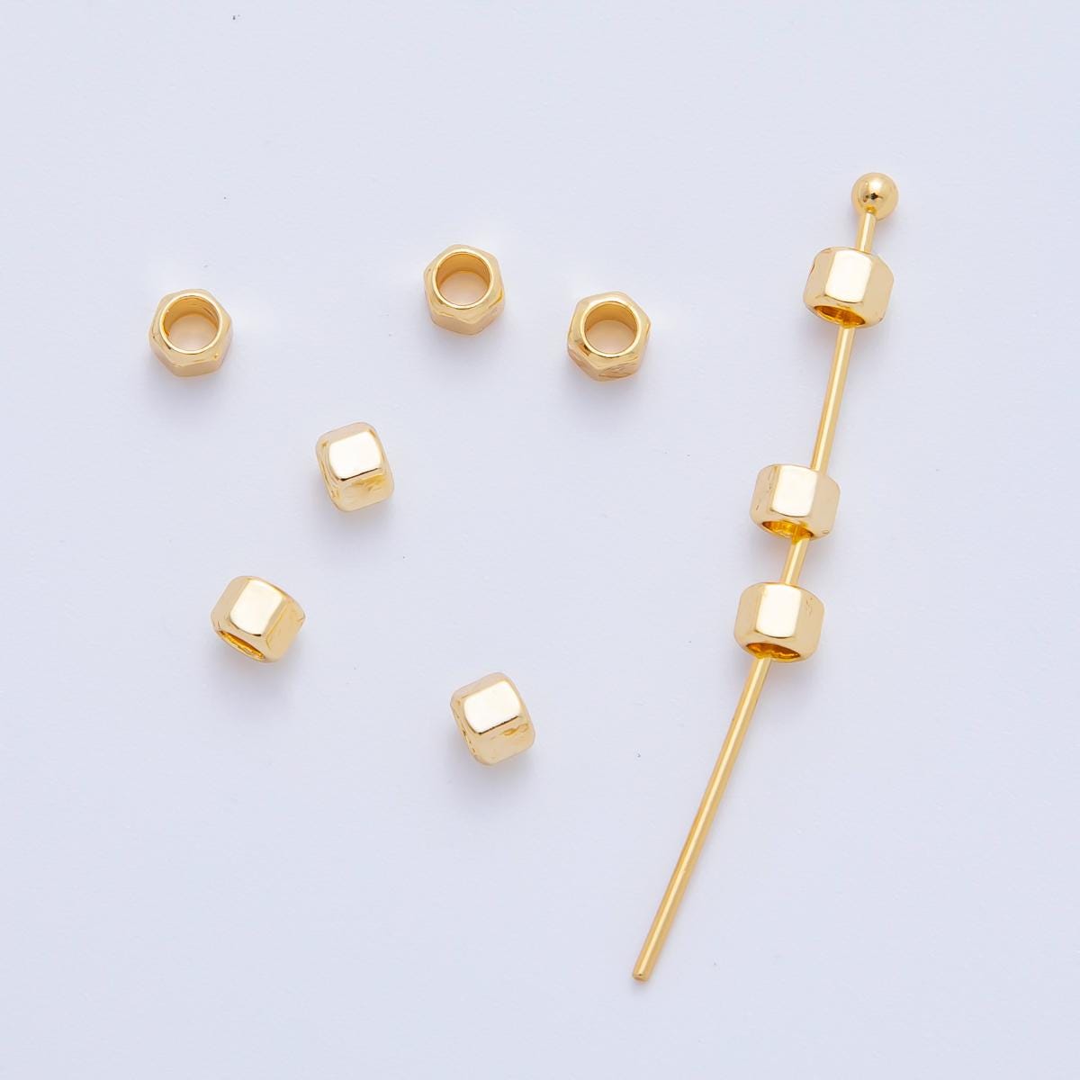 10x 18k gold Filled hex tube beads spacer Tiny Bead spacer beads 2x3 mm beads AF-1078