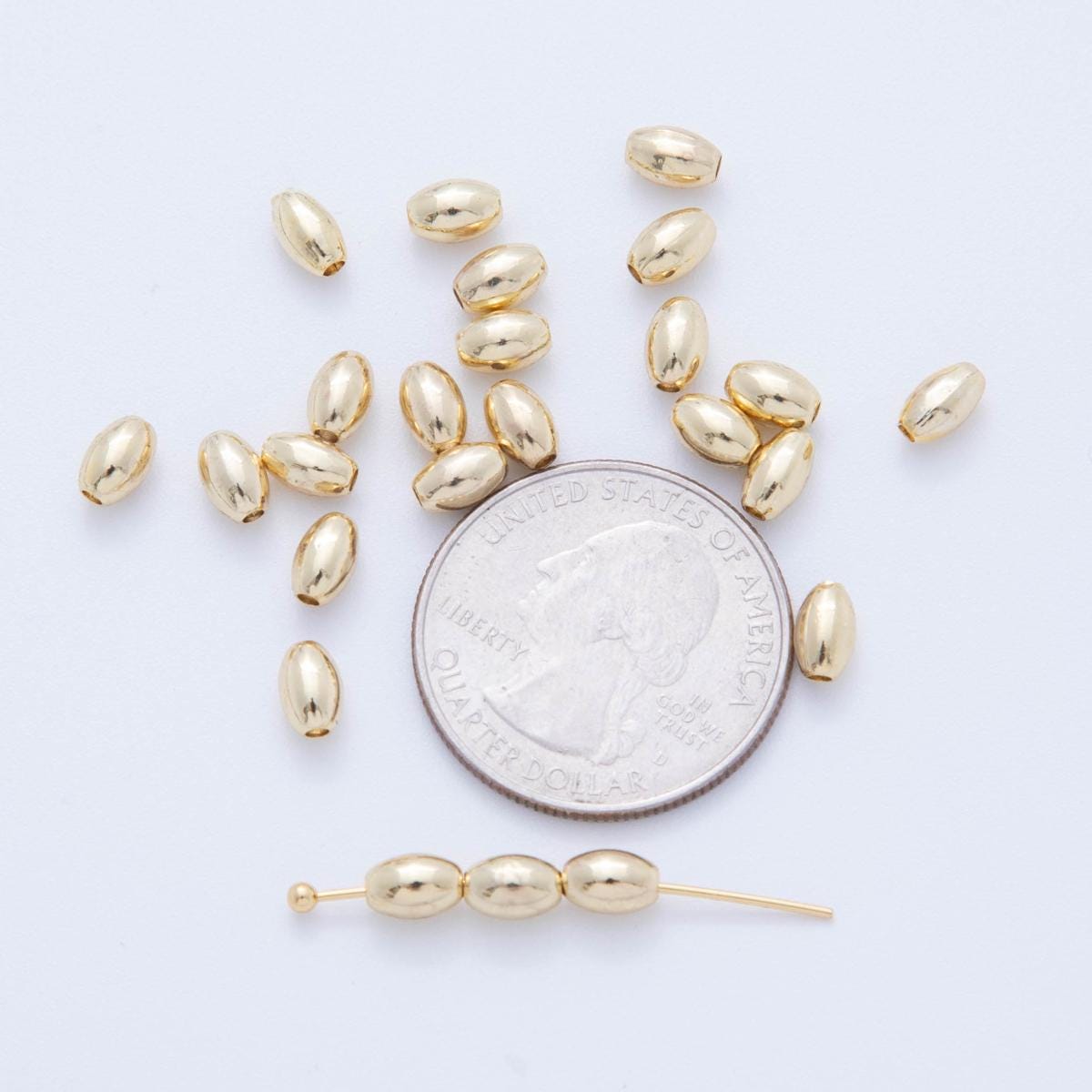 10x 18k gold Filled Tiny Oval Bean spacer beads Tiny Seed Bead spacer beads 5x3 mm beads AF-1071