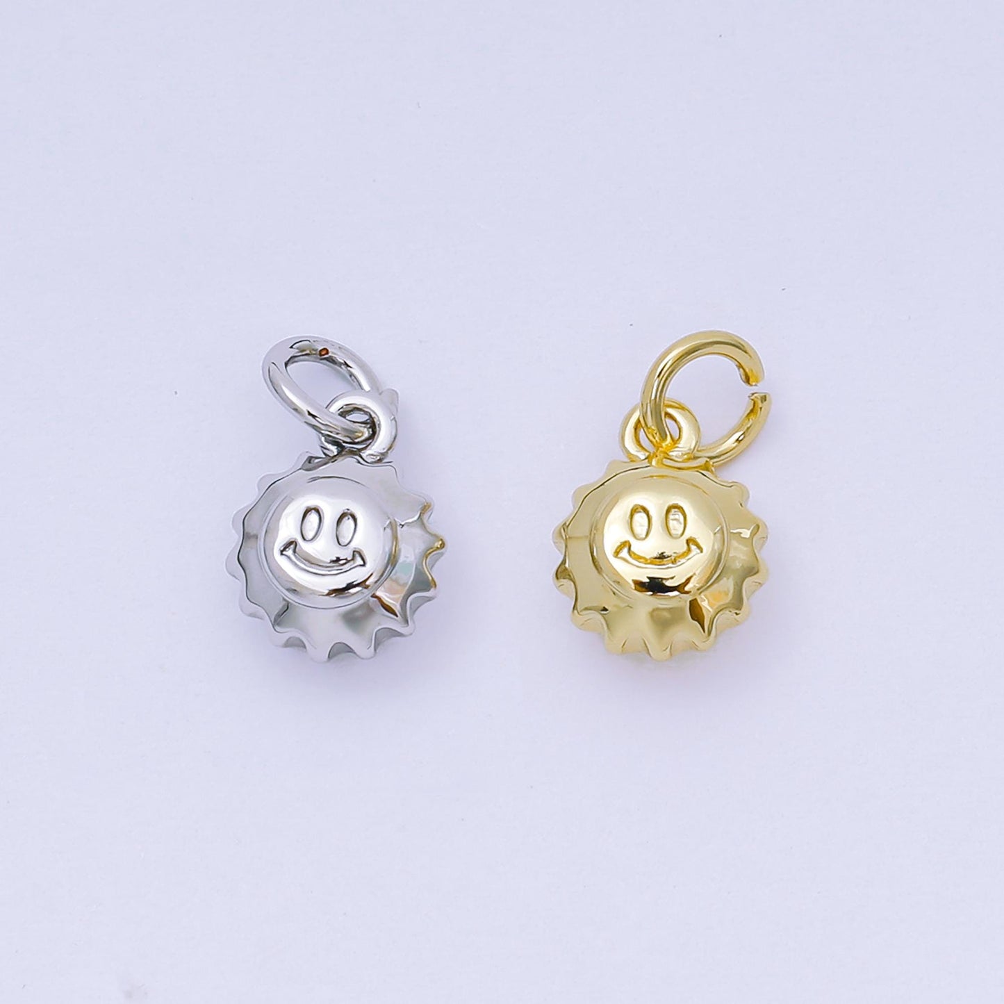 24K Gold Filled 10mm Happy Face Morning Sun Charm in Gold & Silver| AH-666