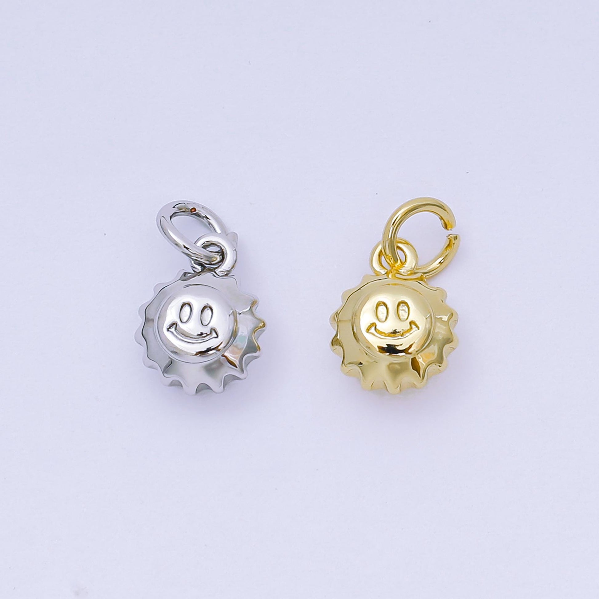 24K Gold Filled 10mm Happy Face Morning Sun Charm in Gold & Silver| AH-666