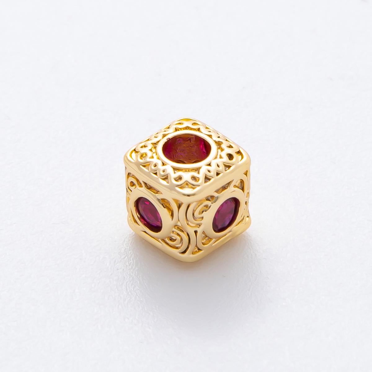 18k Gold Filled Filigree Cube Spacer Beads with CZ For Bracelet Necklace Jewelry Making Supplies, DIY Bracelet Necklace Finding AF-1020