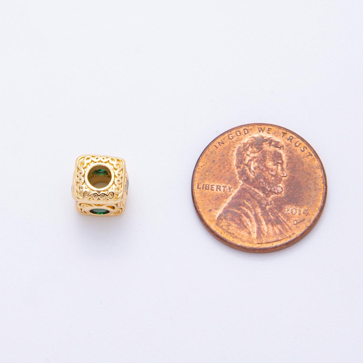 18k Gold Filled Filigree Cube Spacer Beads with CZ For Bracelet Necklace Jewelry Making Supplies, DIY Bracelet Necklace Finding AF-1020