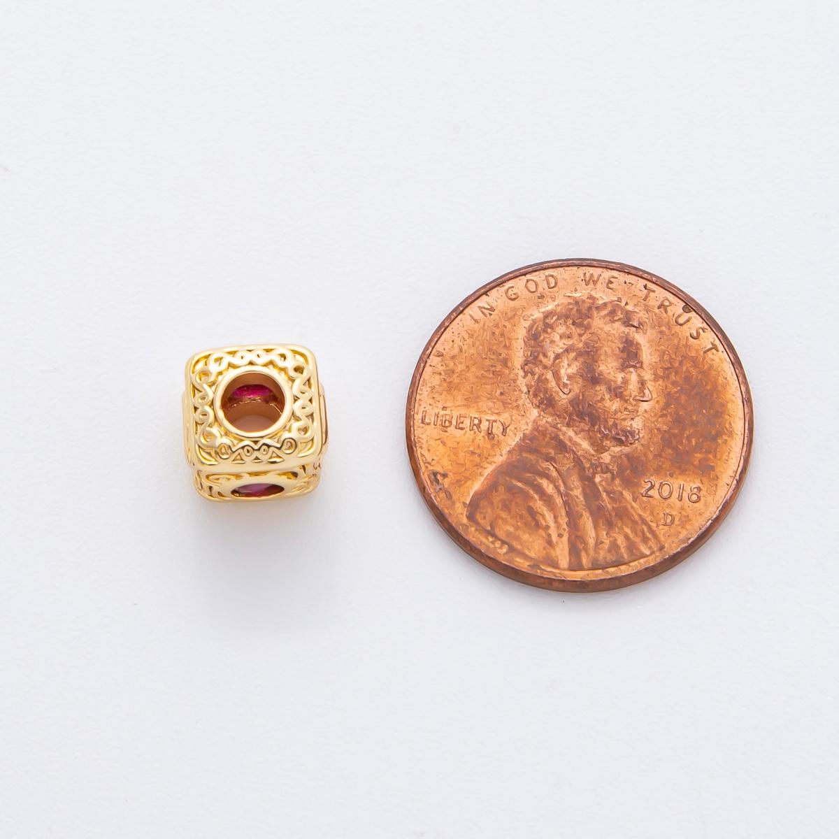 18k Gold Filled Filigree Cube Spacer Beads with CZ For Bracelet Necklace Jewelry Making Supplies, DIY Bracelet Necklace Finding AF-1020