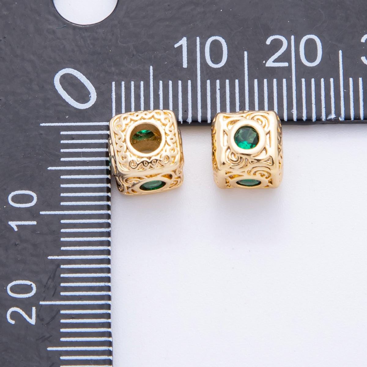 18k Gold Filled Filigree Cube Spacer Beads with CZ For Bracelet Necklace Jewelry Making Supplies, DIY Bracelet Necklace Finding AF-1020