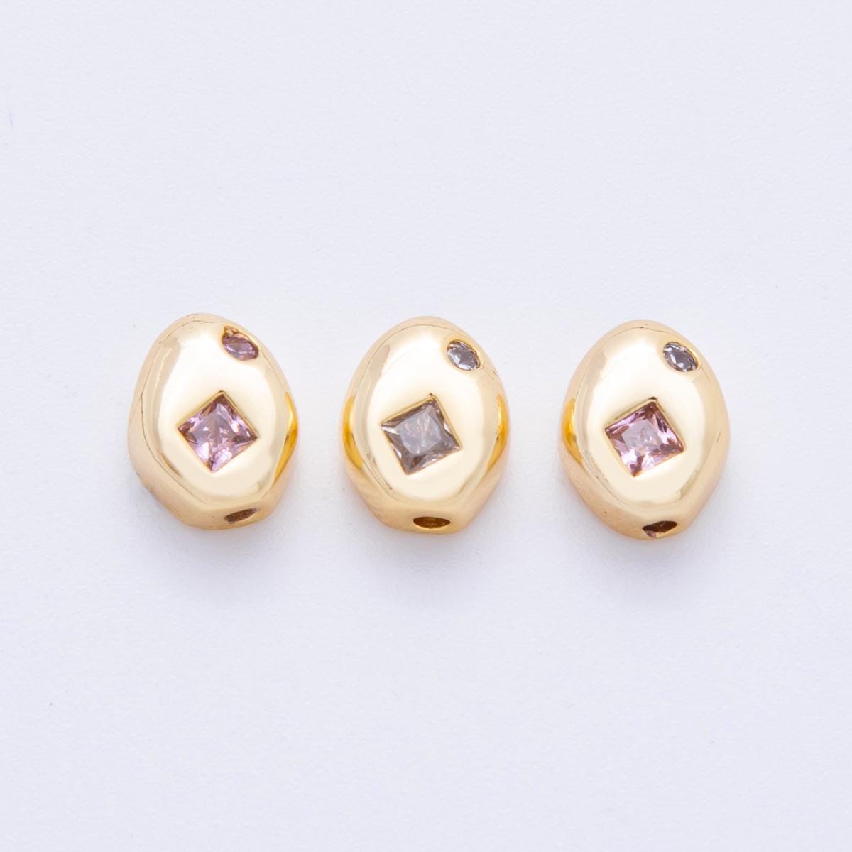 18k Gold Filled Bean Seed Spacer Beads with CZ For Bracelet Necklace Jewelry Making Supplies, DIY Bracelet Necklace Finding AF-1022