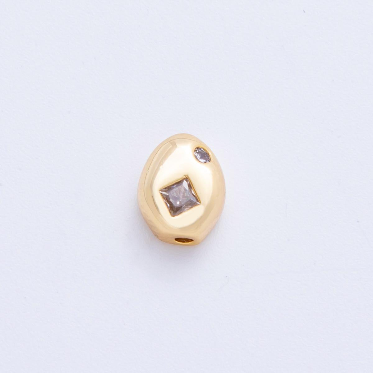18k Gold Filled Bean Seed Spacer Beads with CZ For Bracelet Necklace Jewelry Making Supplies, DIY Bracelet Necklace Finding AF-1022